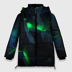 Женская зимняя куртка Объемная геометрическая зеленая неоновая абстракци