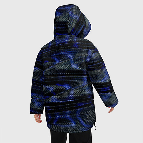 Женская зимняя куртка Темно синие карбоновые волны / 3D-Черный – фото 4