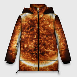 Куртка зимняя женская Пылающее солнце крупным планом, цвет: 3D-черный
