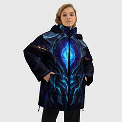 Куртка зимняя женская Магическая синяя абстракция, цвет: 3D-красный — фото 2