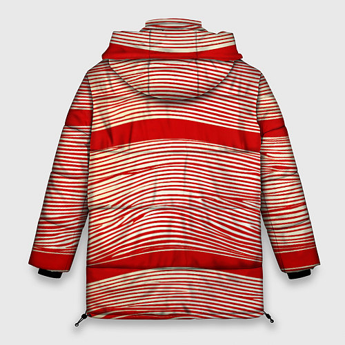 Женская зимняя куртка В красную полосочку / 3D-Красный – фото 2
