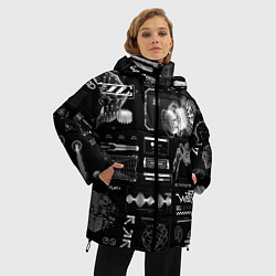 Куртка зимняя женская Паттерн киберинтерфейса, цвет: 3D-черный — фото 2