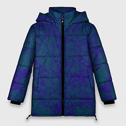 Женская зимняя куртка Камуфляж синий с зелеными пятнами