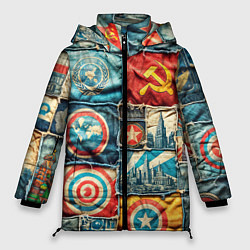 Куртка зимняя женская Пэчворк джинсы в СССР, цвет: 3D-черный