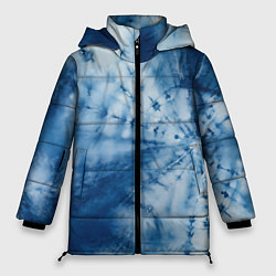Куртка зимняя женская Синяя абстракция паутина, цвет: 3D-черный