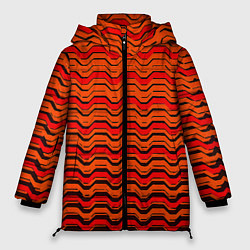 Куртка зимняя женская Красные линии и чёрные полосы, цвет: 3D-черный