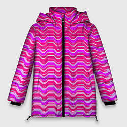 Куртка зимняя женская Розовые линии и белые полосы, цвет: 3D-светло-серый