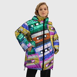 Куртка зимняя женская Аудио кассеты разноцветные, цвет: 3D-светло-серый — фото 2
