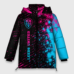 Куртка зимняя женская Leeds United - neon gradient по-вертикали, цвет: 3D-черный