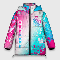 Женская зимняя куртка Club Brugge neon gradient style вертикально