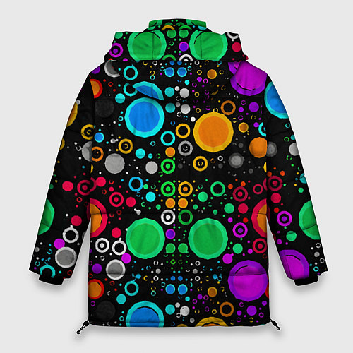 Женская зимняя куртка Разноцветные круги / 3D-Красный – фото 2