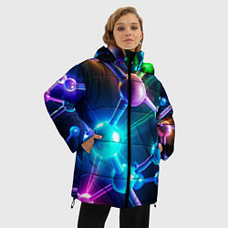 Куртка зимняя женская Молекулярная структура - неоновая, цвет: 3D-черный — фото 2