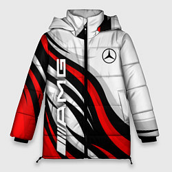 Женская зимняя куртка Mercedes benz AMG - белый с красным