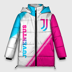 Куртка зимняя женская Juventus neon gradient style вертикально, цвет: 3D-черный