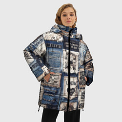 Куртка зимняя женская Пэчворк джинсы из Лондона, цвет: 3D-черный — фото 2