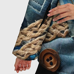 Куртка зимняя женская Джинсовый пэчворк с пуговицами - мода, цвет: 3D-светло-серый — фото 2