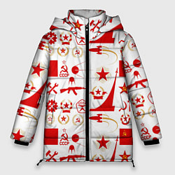Женская зимняя куртка СССР знак качества красный