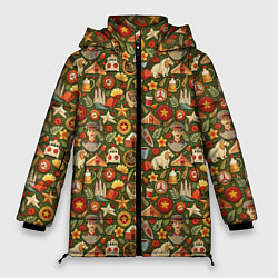 Куртка зимняя женская Солдат и символика СССР, цвет: 3D-светло-серый
