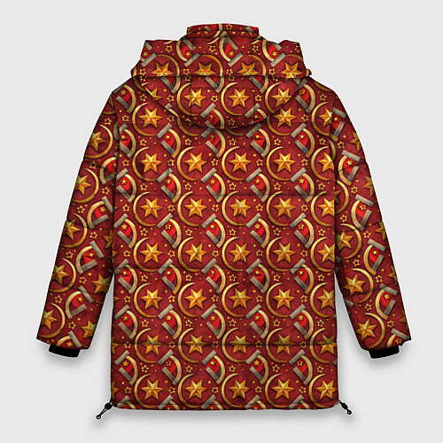 Женская зимняя куртка Паттерн СССР звезды / 3D-Красный – фото 2