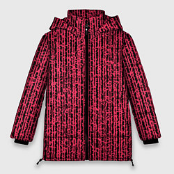 Куртка зимняя женская Чёрно-розовый абстрактный полосы, цвет: 3D-черный