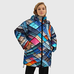 Куртка зимняя женская Абстрактный авангардный пэчворк - нейросеть, цвет: 3D-черный — фото 2