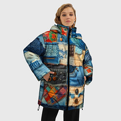 Куртка зимняя женская Vanguard denim patchwork - ai art, цвет: 3D-светло-серый — фото 2