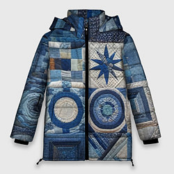 Куртка зимняя женская Denim patchwork - ai art, цвет: 3D-красный