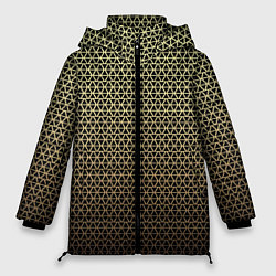 Женская зимняя куртка Паттерн чёрно-бежевый треугольники