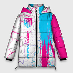 Женская зимняя куртка Atletico Madrid neon gradient style по-вертикали