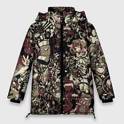 Куртка зимняя женская Граффити патерн, цвет: 3D-черный