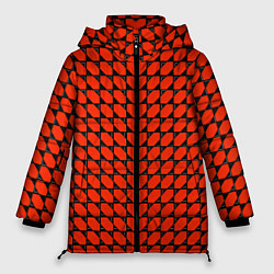 Куртка зимняя женская Красные лепестки шестиугольники, цвет: 3D-красный
