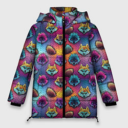 Куртка зимняя женская Furry color anime faces, цвет: 3D-черный