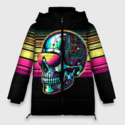 Женская зимняя куртка Cyber skull - ai art fantasy