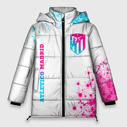 Куртка зимняя женская Atletico Madrid neon gradient style вертикально, цвет: 3D-черный