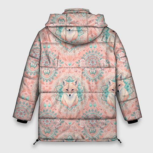 Женская зимняя куртка Лисицы на светлом фоне / 3D-Красный – фото 2