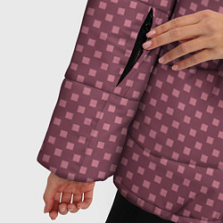 Куртка зимняя женская Приглушённый тёмно-розовый паттерн квадратики, цвет: 3D-светло-серый — фото 2