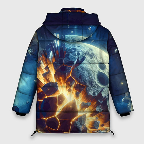 Женская зимняя куртка Взрыв планеты - космос от нейросети / 3D-Красный – фото 2