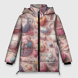 Женская зимняя куртка Акварельный фон в пастельных тонах
