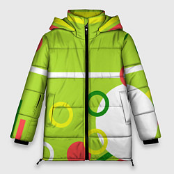 Куртка зимняя женская Яркая геометрия с кольцами, цвет: 3D-черный