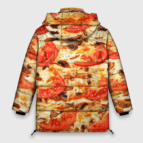 Женская зимняя куртка Пицца с грибами и томатом - текстура / 3D-Красный – фото 2