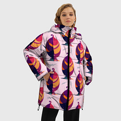 Куртка зимняя женская Абстракция листок, цвет: 3D-красный — фото 2