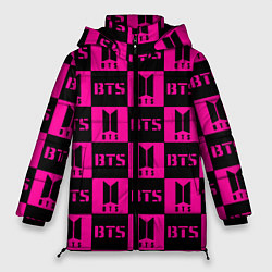 Женская зимняя куртка BTS pattern pink logo