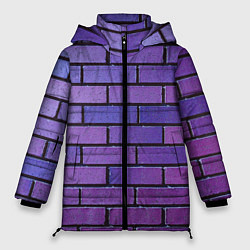 Куртка зимняя женская Кирпичная стена фиолетовый паттерн, цвет: 3D-красный
