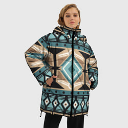 Куртка зимняя женская Этника в коричневом и синем, цвет: 3D-черный — фото 2