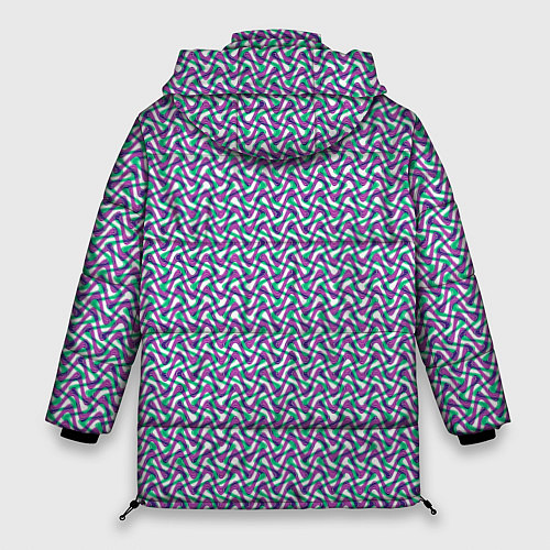 Женская зимняя куртка Волнистые полосы текстурированный сиренево-бирюзов / 3D-Светло-серый – фото 2