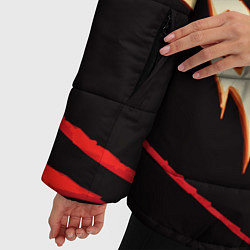 Куртка зимняя женская Агрессивные красные линии на чёрном фоне, цвет: 3D-красный — фото 2