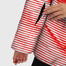 Куртка зимняя женская Полосатый красно-белый, цвет: 3D-красный — фото 2