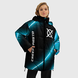 Куртка зимняя женская CreepyPasta неоновые лампы, цвет: 3D-черный — фото 2