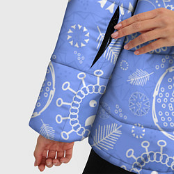 Куртка зимняя женская Синие цветочные рожицы, цвет: 3D-светло-серый — фото 2