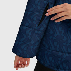 Куртка зимняя женская Тёмный синий текстурированный однотонный, цвет: 3D-светло-серый — фото 2